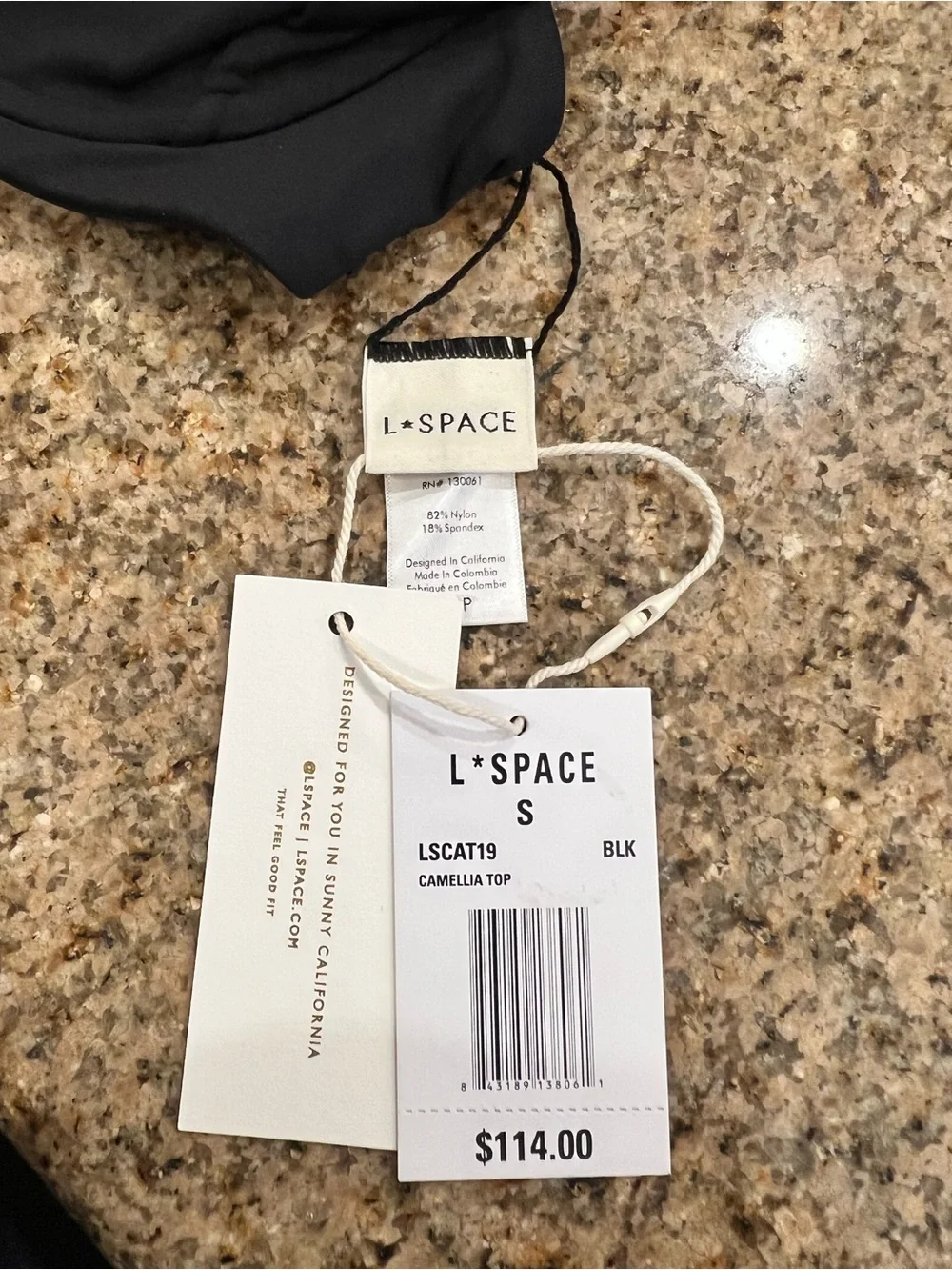 L*Space Camellia Bikini Top Black Size Small Underwire Tie Back $114